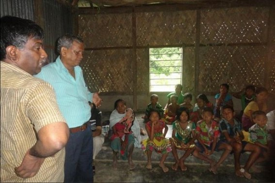 Flood warnings hit Belonia:  MLA Basudeb Majumder visited Relief camp 